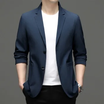 5665-Мужской модный повседневный маленький костюм, мужская корейская версия приталенного пиджака, однотонная куртка