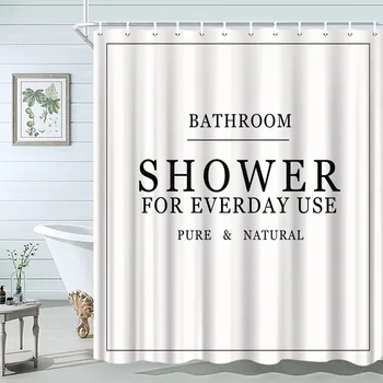 Черно-белая Занавеска для душа с буквенным принтом, Чистый Натуральный Художественный Дизайн, Занавеска для ванной, Простые скандинавские занавески для ванной, Декор ванной комнаты