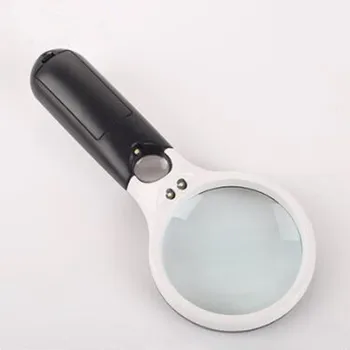 Портативная 10-кратная оптическая стеклянная лупа высокой четкости со светодиодной подсветкой, предназначенная для чтения пожилыми людьми, мощный инструмент