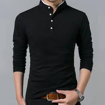 Горячая распродажа 2000 Весенняя мужская футболка с длинным рукавом, базовая однотонная блузка, футболка, топ, повседневная хлопковая футболка, мужская майка