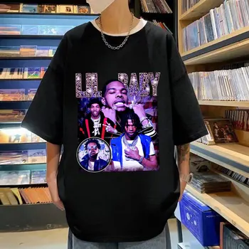 Футболка с принтом Рэпера Lil Baby, Мужская И женская Винтажная футболка в стиле хип-хоп Оверсайз, Мужская И женская Модная Повседневная футболка из 100% хлопка, Уличная одежда