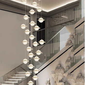 Светодиодная художественная люстра, подвесной светильник, декор комнаты, Скандинавская домашняя столовая, подвесная лестница для гостиной, современная роскошная лестница